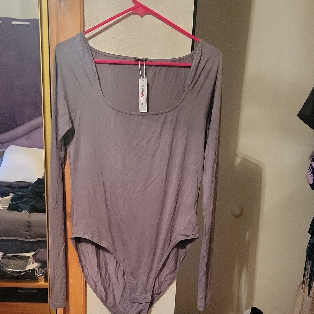 Cosabella Gray Fitted Long Sleeve Bodysuit
